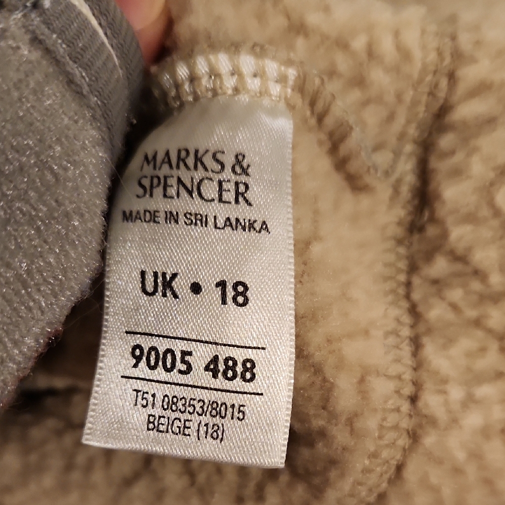 Beige and Light Textured Brown Fleece and Sherpa Vest - Picture 2 of 3